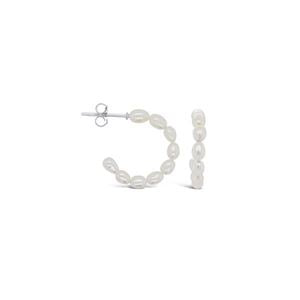 Sterling Silver Freshwater Pearl Hoop Earrings