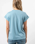 Stella + Gemma Cuff Tee - Ocean | White Logo