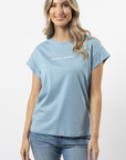 Stella + Gemma Cuff Tee - Ocean | White Logo