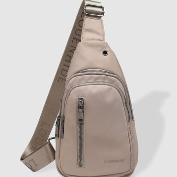 Boyd nylon sling bag in Beige by Louenhide