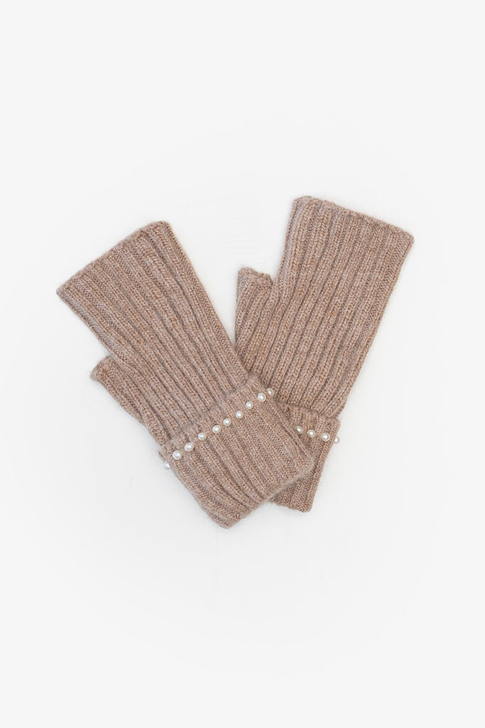 Pearl Fingerless Gloves Natural