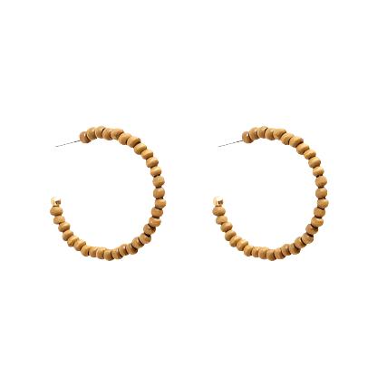 Wooden Bead Hoop Earring by Antler