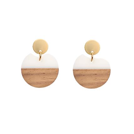 Wooden Resin Circle Earring by Antler