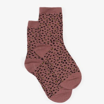 Antler Dusty Rose Gold Leopard sock