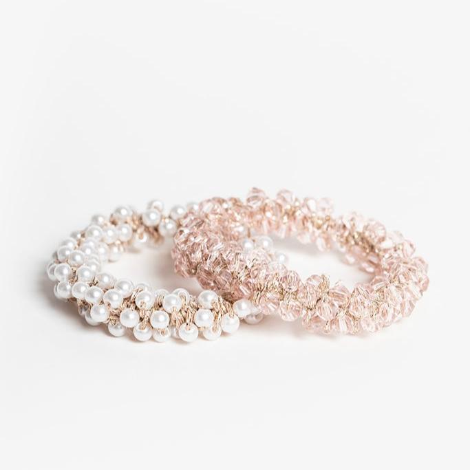 Hair Ties - Pearl + Crystal | Blush (Set 2)