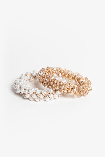 Hair Ties - Pearl + Crystal | Coffee (Set 2)