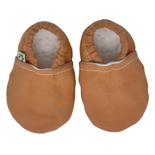 Baby booties - Linen Tikka