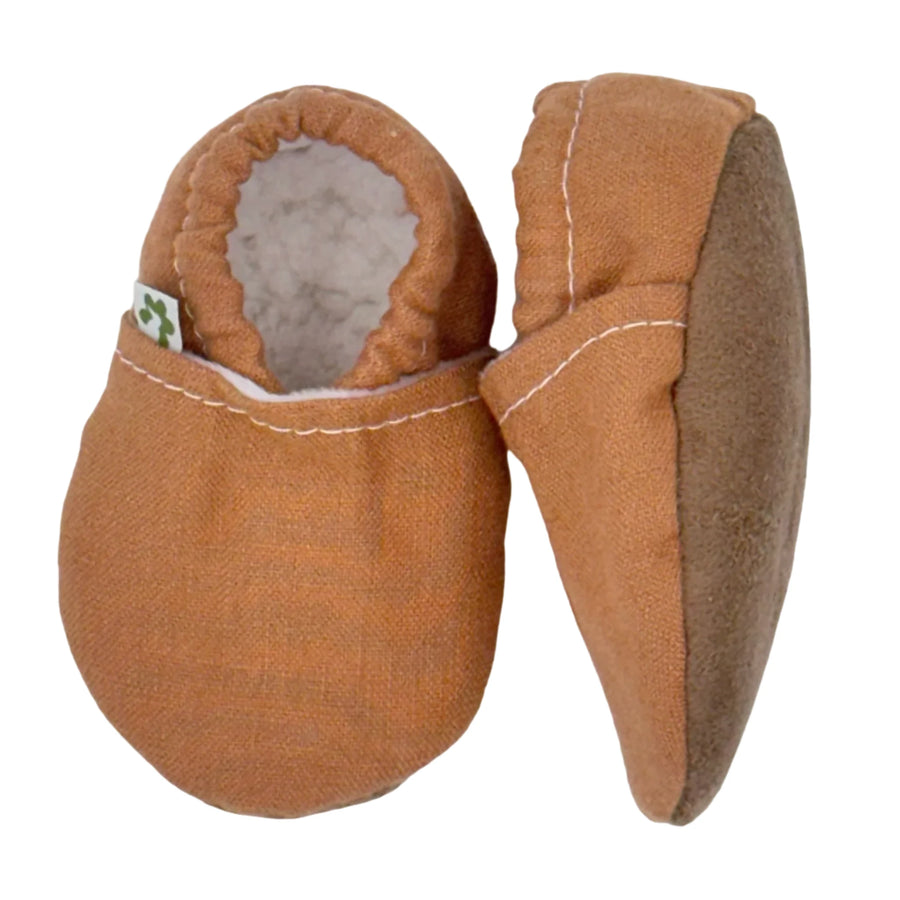 Baby booties - Linen Tikka