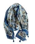 Scarf - Blue Pattern with Tassels