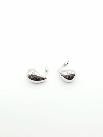Fashion Earrings - 30mm Water Drop Earrings Silver