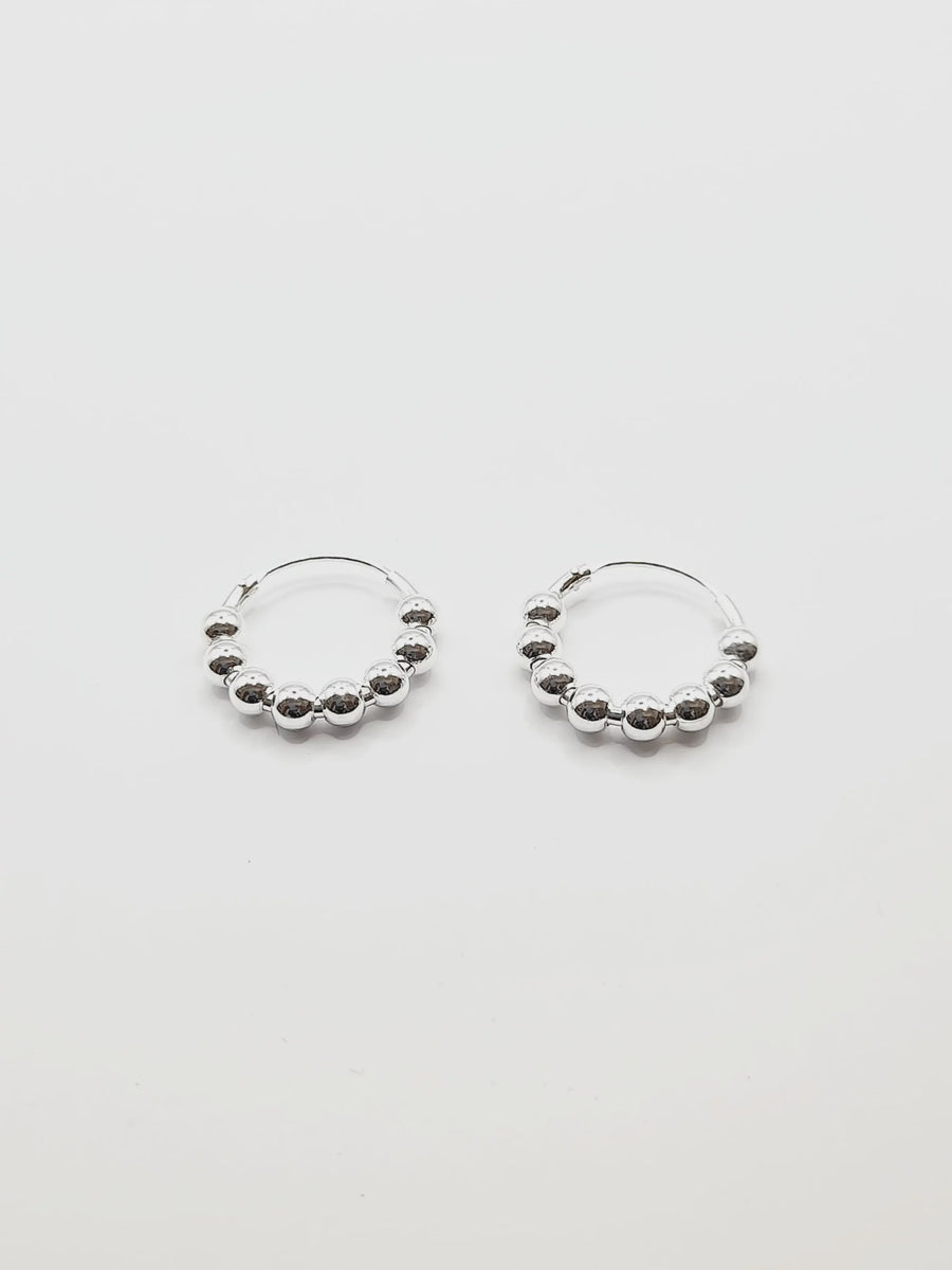 Sterling Silver Earrings - Hoop Balls