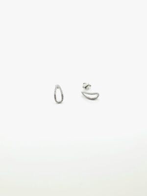 Sterling Silver Earrings - Diamante Curve Stud