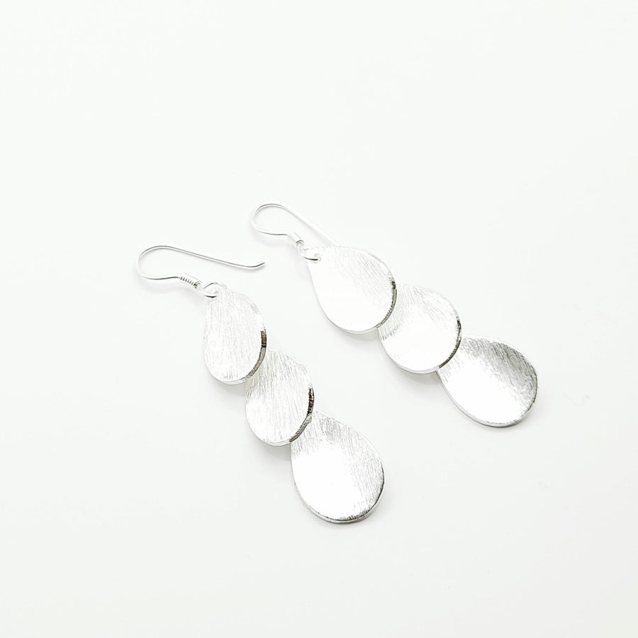 Sterling Silver Earrings - 3 Raindrops