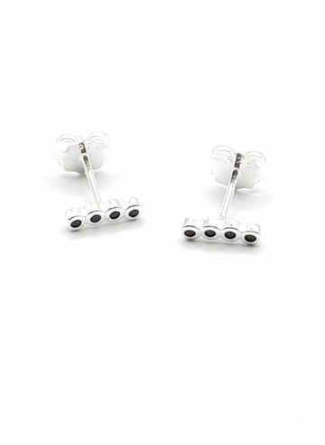 Sterling Silver Earrings - Four Black Dots