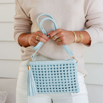 Woven Clutch bag  - Sky Blue