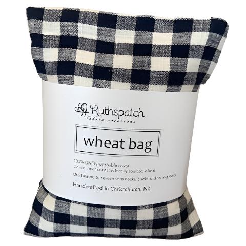 Ruthspatch Linen Wheat Bag - Gingham Navy