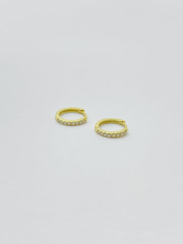 Little Huggie Earrings - Gold Plated|Diamante