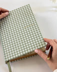 Linen Bound Journal - Sage Check (Lined)