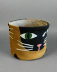 moobee black and mustard cat planter