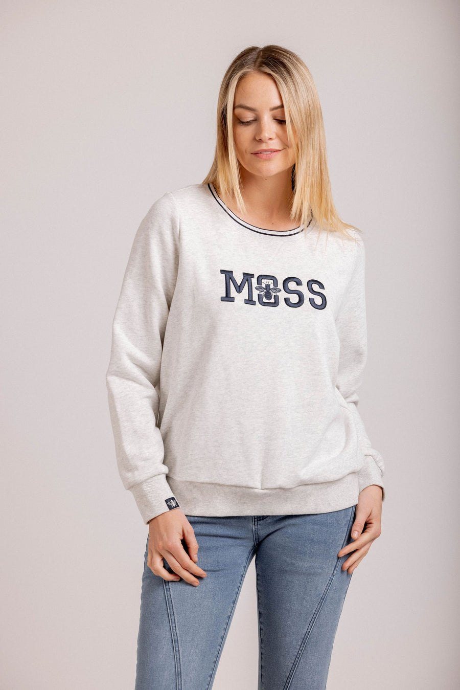 Moss Bee Sweater - Grey Marle