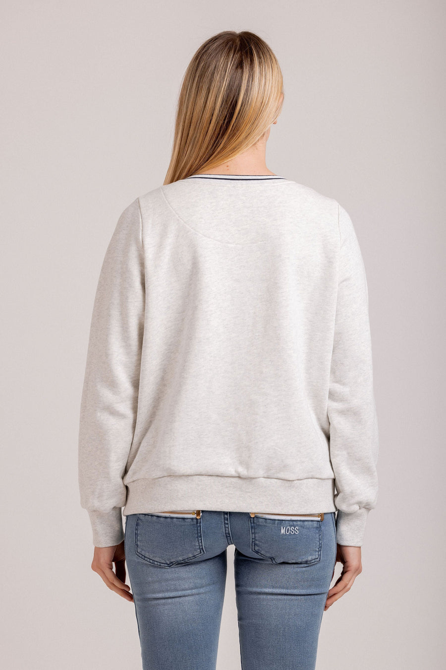 Moss Bee Sweater - Grey Marle