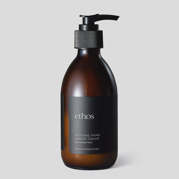 Ethos Natural Hand + Body Cream - Bergamot, Ginger + Vetiver