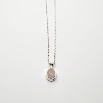 Sterling Silver Necklace with Rose Quartz
