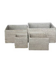 Set of 4 Stacking White Rattan Boxes