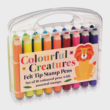 Felt Tip Stamp Pens - Colourful Creatures  (set of 18)