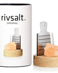 Rivsalt Original - Himalayan Pink Rock Salt, Stainless Steel Grater with Oak Stand