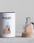 Rivsalt Original - Himalayan Pink Rock Salt, Stainless Steel Grater with Oak Stand