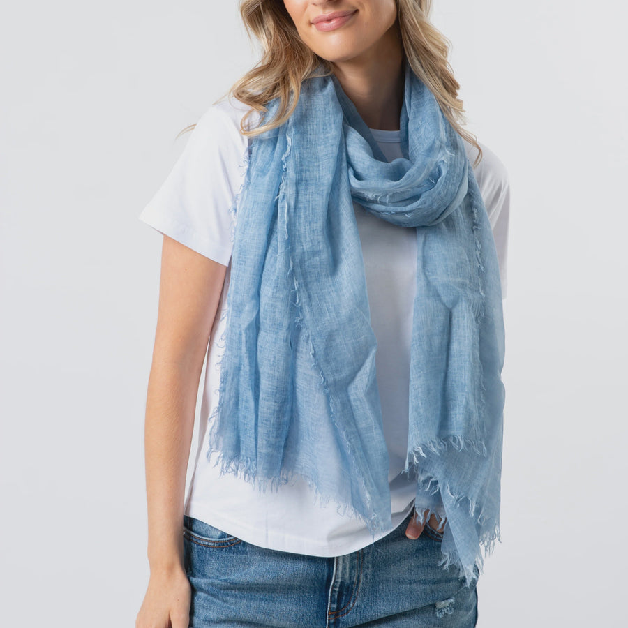 S + G Fringe Scarf - Sky Blue