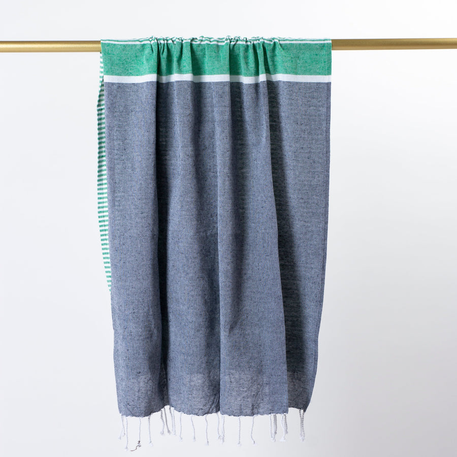 S + G Turkish Towel | Charcoal/Green