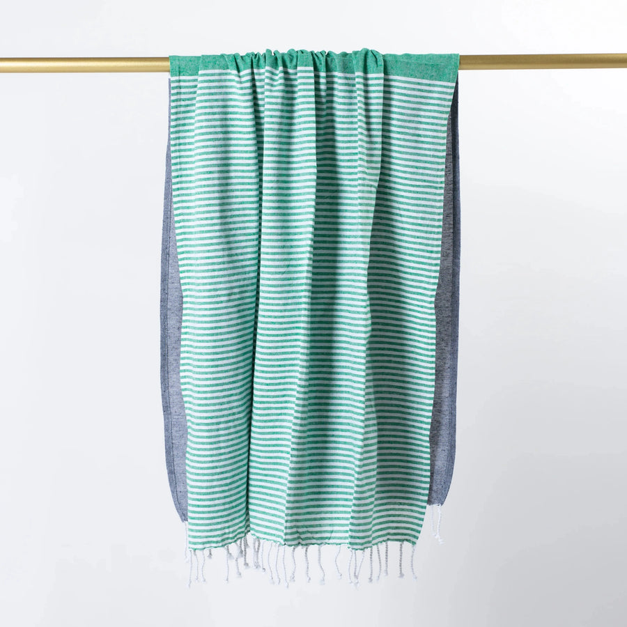 S + G Turkish Towel - Charcoal + Green