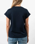 Stella + Gemma Cuff Tee - Navy  | White Logo