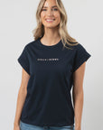 Stella + Gemma Cuff Tee - Navy  | White Logo