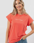 Stella + Gemma Cuff Tee - Coral | White Logo