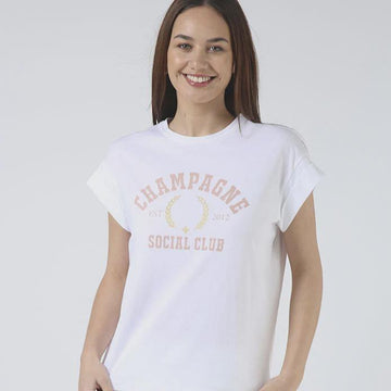 Cuff Sleeve T-Shirt - Champagne Social Club - White