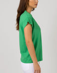 Stella + Gemma Cuff Tee - Embroidered Logo | Green