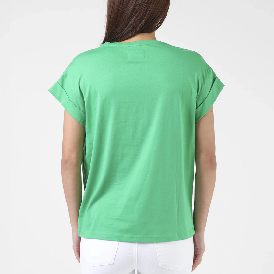 Stella + Gemma Cuff Tee - Embroidered Logo | Green