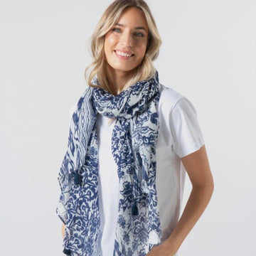 S + G Scarf - Tassel | Medina Blue