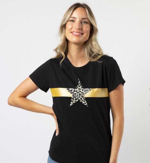 Stella + Gemma  Tee - Leopard Star | Black