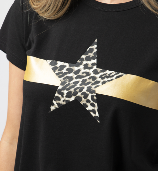 Stella + Gemma  Tee - Leopard Star | Black