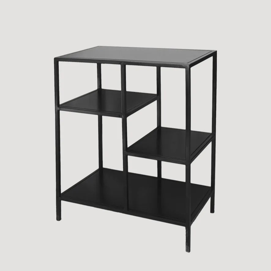 French Country Staggered Iron Console - Black | Small