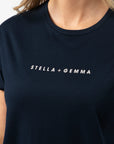 Stella + Gemma Cuff Tee - Navy  | White Logo