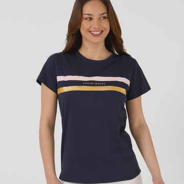 Stella + Gemma Tee with Navy icon stripe 