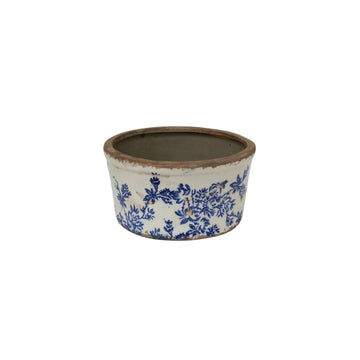 French Country Blue Floral Pot - Large