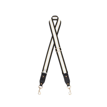 Antler Bag Strap - Black, White and Gold Stripe