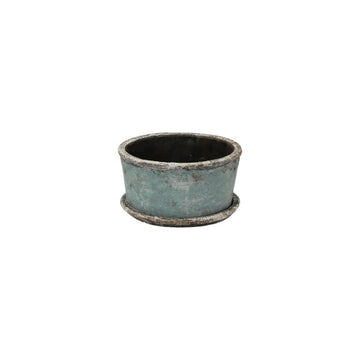 Wide Planter Pot with Saucer | Small  - Sea Blue