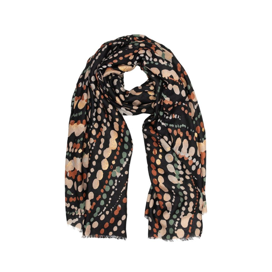 Scarf - Black Multi Spot